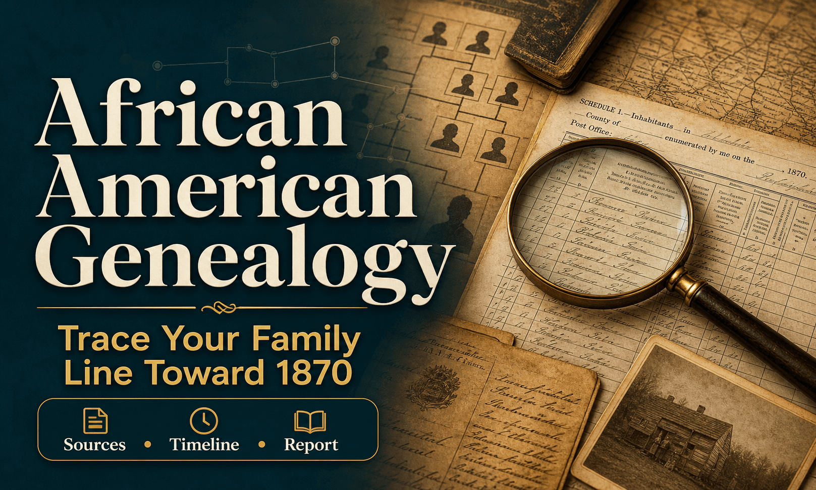 African American genealogy research service artwork for Roots Adventure.